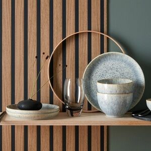 Denby Halo Speckle Small Deep Plate, Oven Safe Stoneware, Made in England.